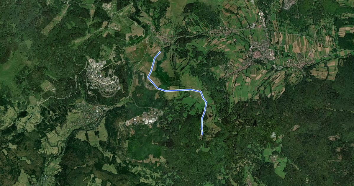 Маршрут Gersfeld - Kreuzberg на спутниковом снимке