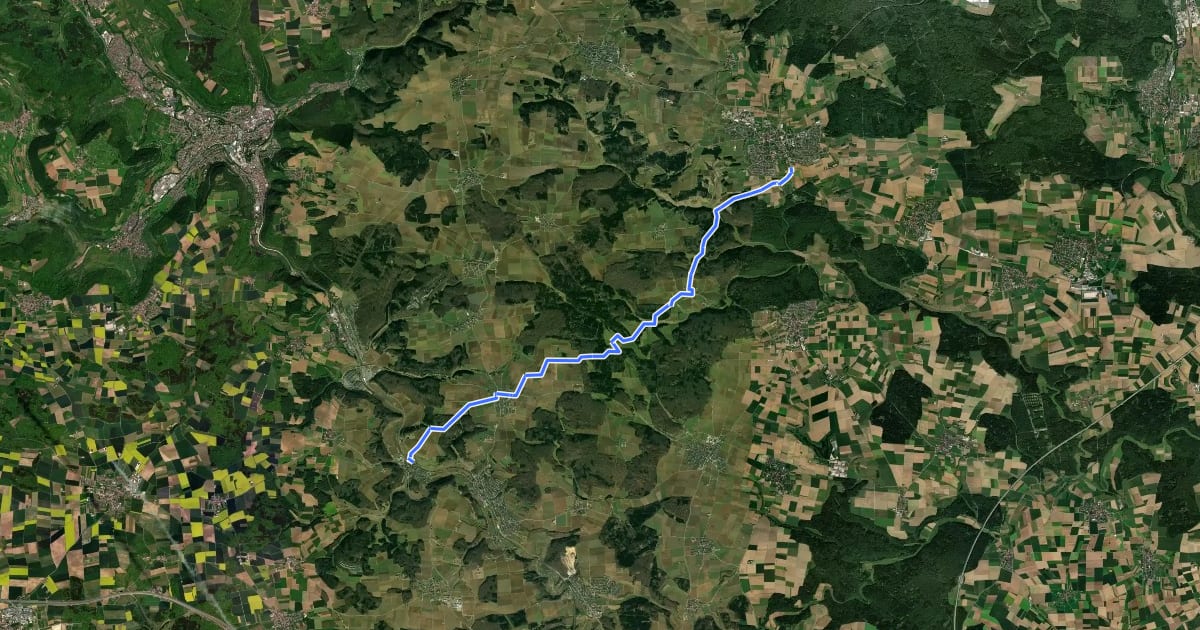 Маршрут Gerstetten - Urspring на спутниковом снимке