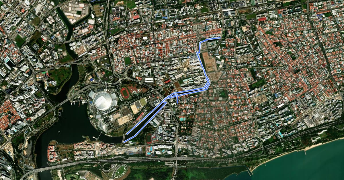 Маршрут Geylang Park Connector на спутниковом снимке