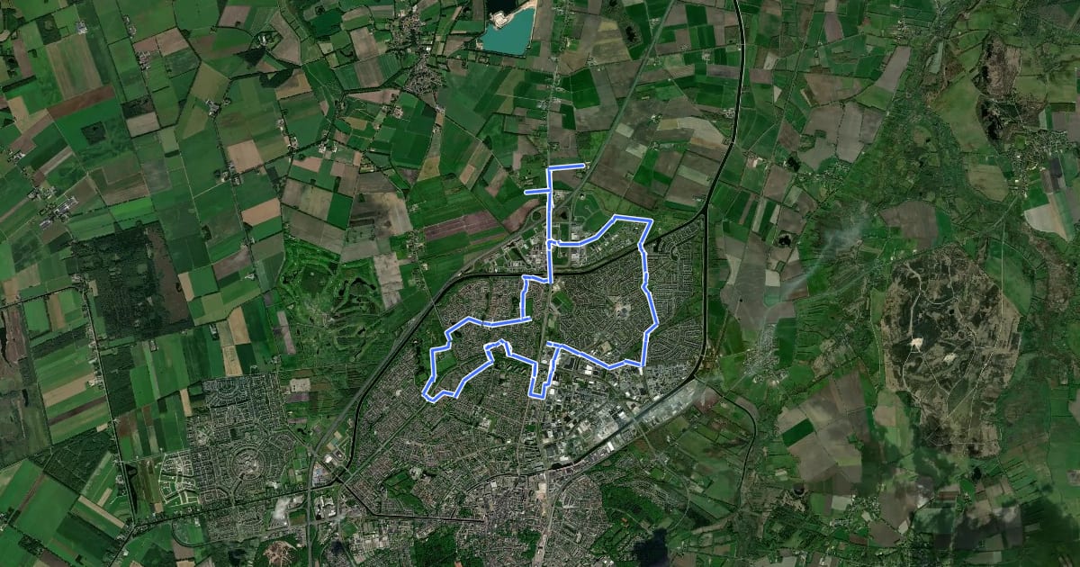 Маршрут Gezinsroute Oud Peelo на спутниковом снимке