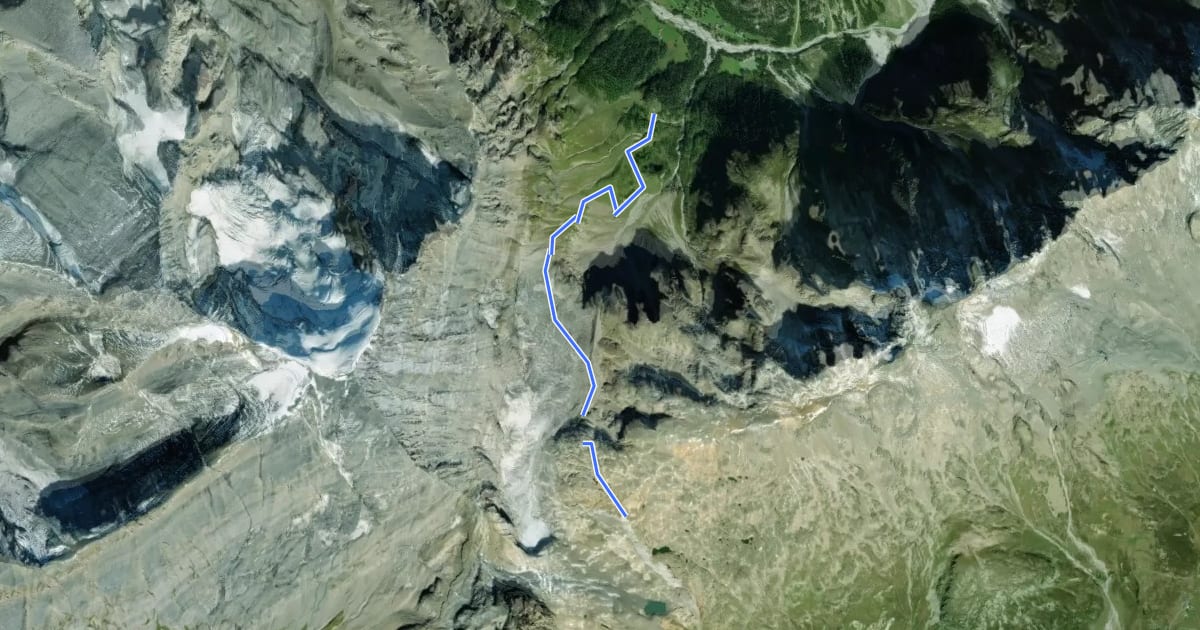 Маршрут Gfelalp - Lötschenpass на спутниковом снимке