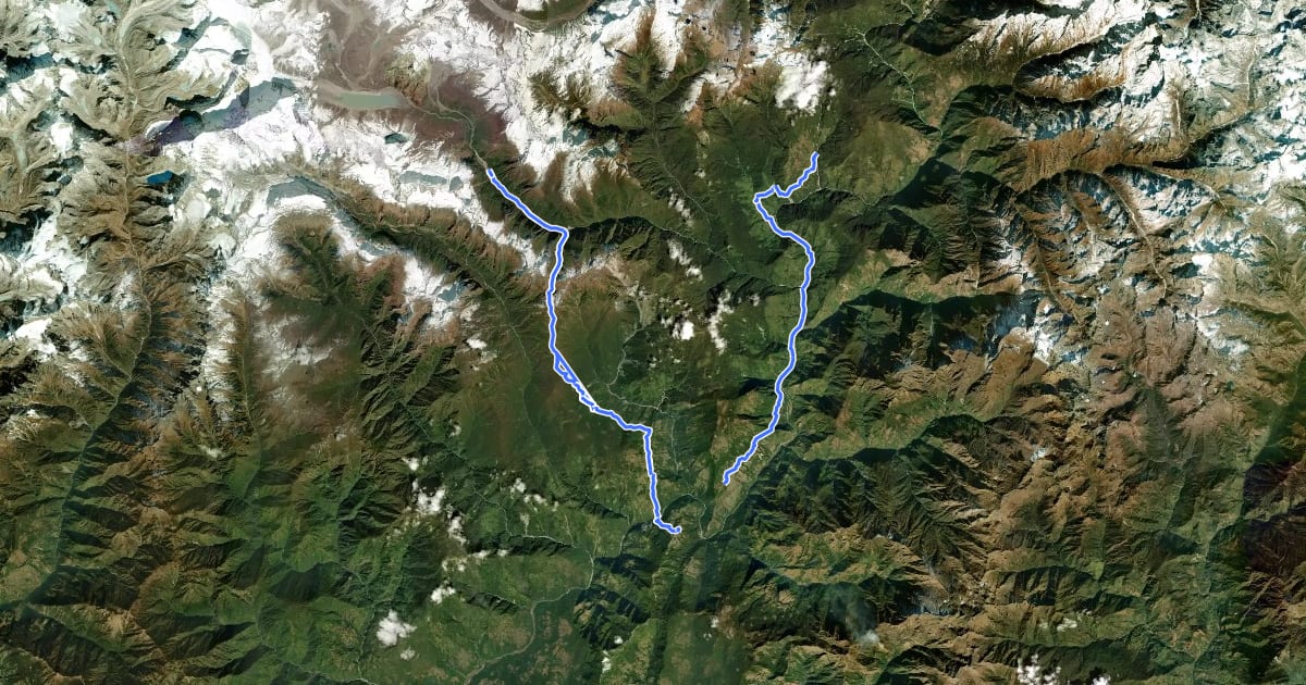 Маршрут GHT lower trails на спутниковом снимке