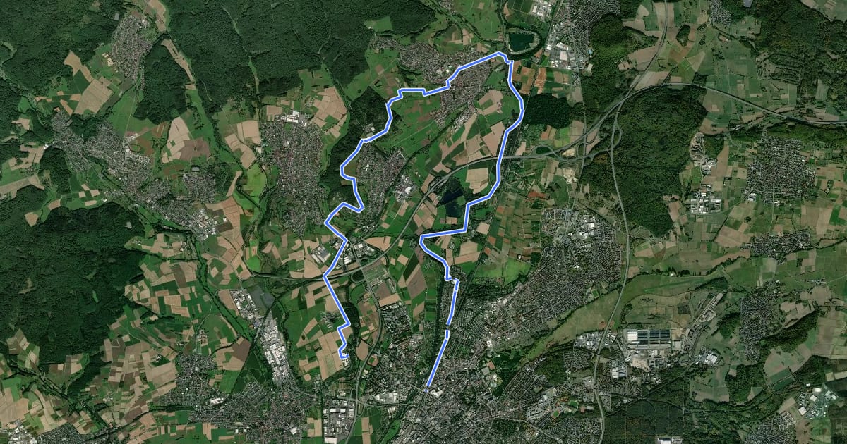 Маршрут Gießener Panoramaweg на спутниковом снимке