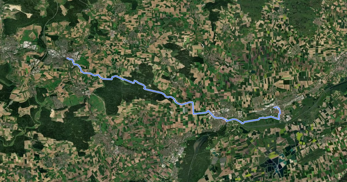 Маршрут Giengen - Dillingen на спутниковом снимке