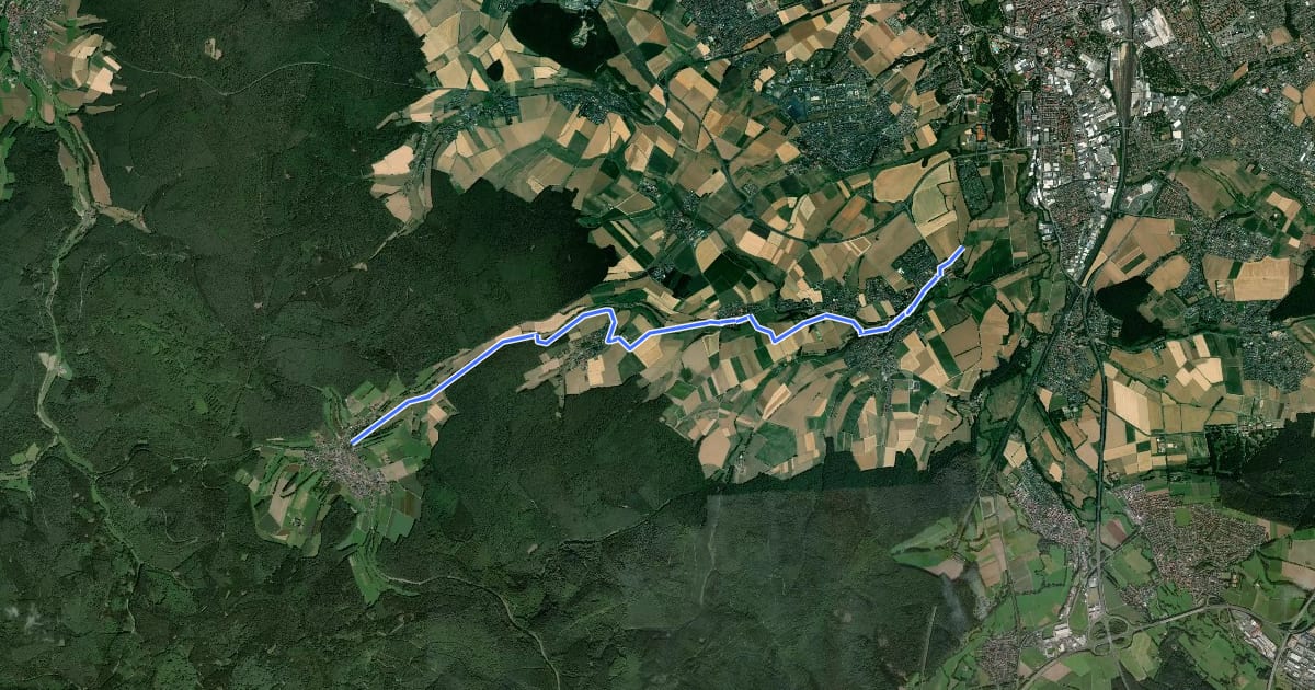 Маршрут Gieseltalradweg на спутниковом снимке