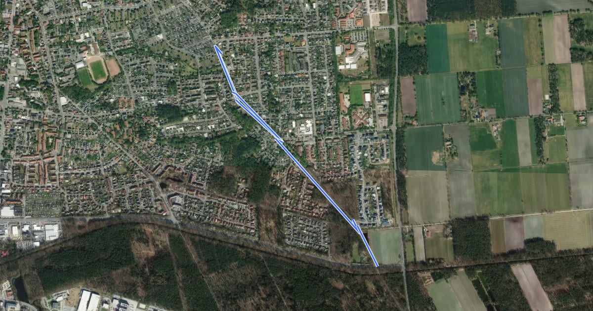 Маршрут Gifhorn I. Koppelweg X Calberlaher Damm (21) - Gifhorn Süd Calberlaher Damm (39) на спутниковом снимке