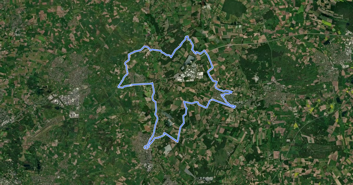 Маршрут Gildehaus-Dinkel route на спутниковом снимке