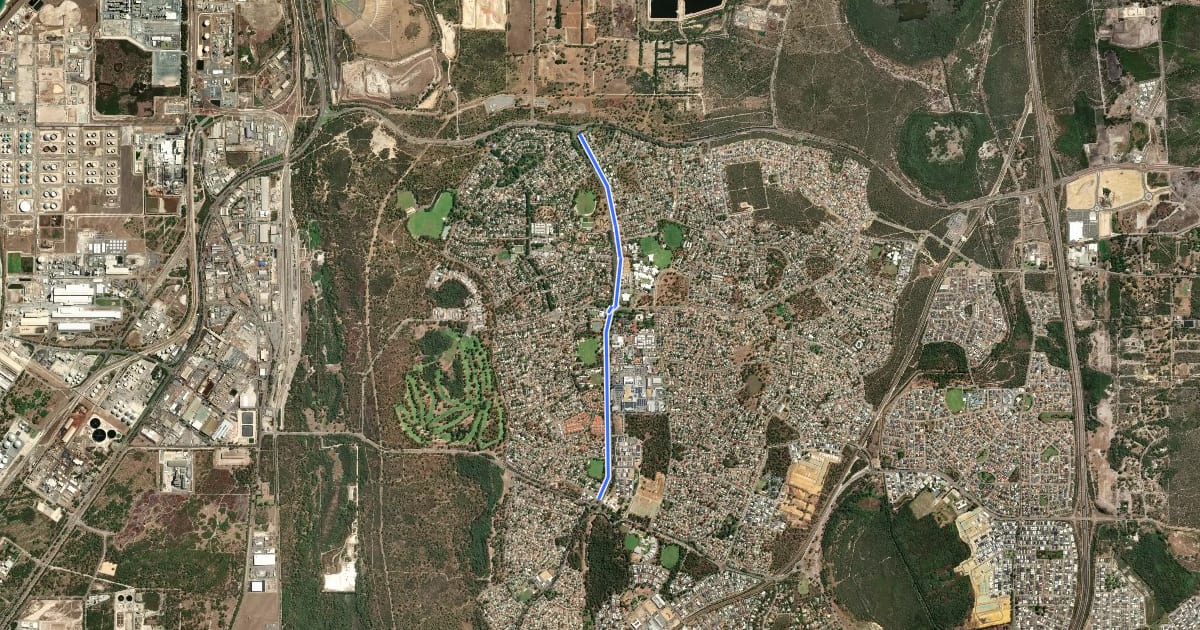 Маршрут Gilmore Avenue Shared Path на спутниковом снимке