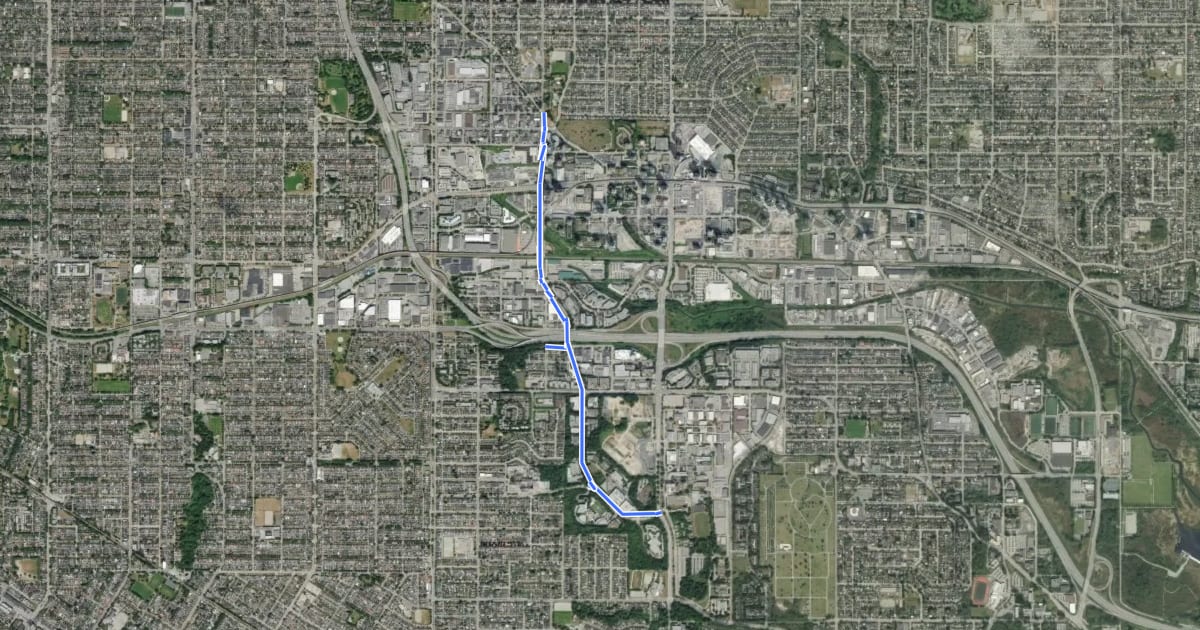 Маршрут Gilmore Urban Trail на спутниковом снимке