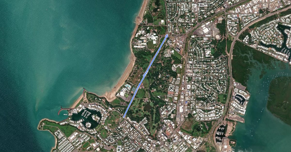 Маршрут Gilruth Avenue Shared Path на спутниковом снимке