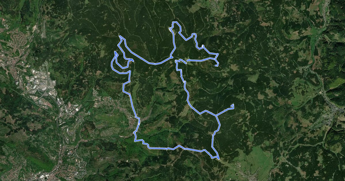 Маршрут Gipfelwanderweg Suhl (Thüringer Wald) на спутниковом снимке