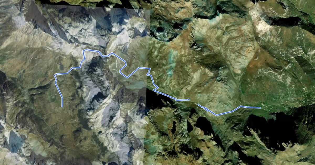 Маршрут Giro del Monviso - tappa 01 на спутниковом снимке