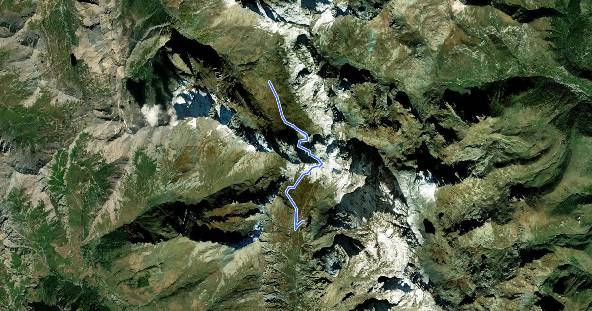 Маршрут Giro del Monviso - tappa 02B на спутниковом снимке