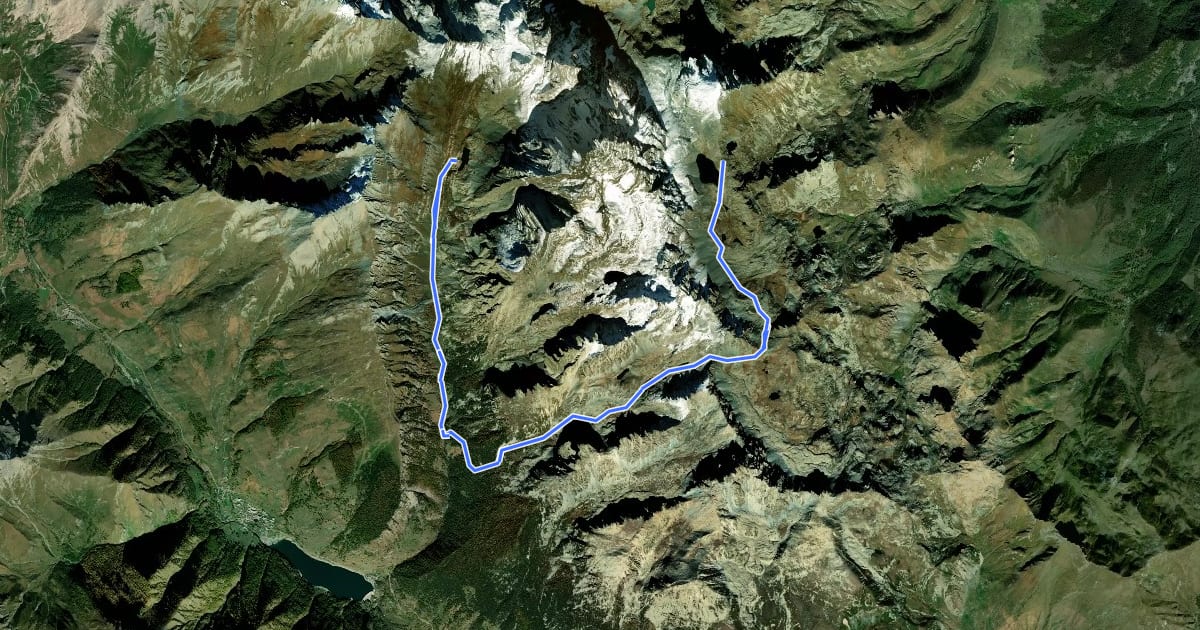 Маршрут Giro del Monviso - tappa 03A на спутниковом снимке