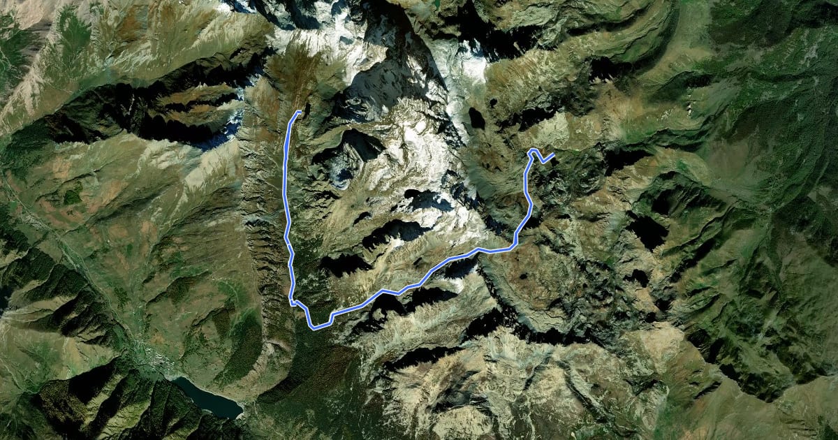 Маршрут Giro del Monviso - tappa 03B на спутниковом снимке