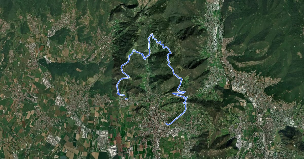 Маршрут Giro delle Colline на спутниковом снимке