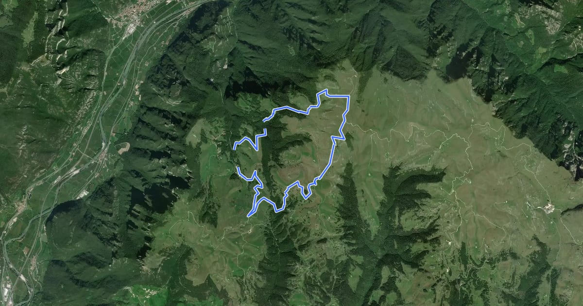 Маршрут Giro delle Malghe на спутниковом снимке