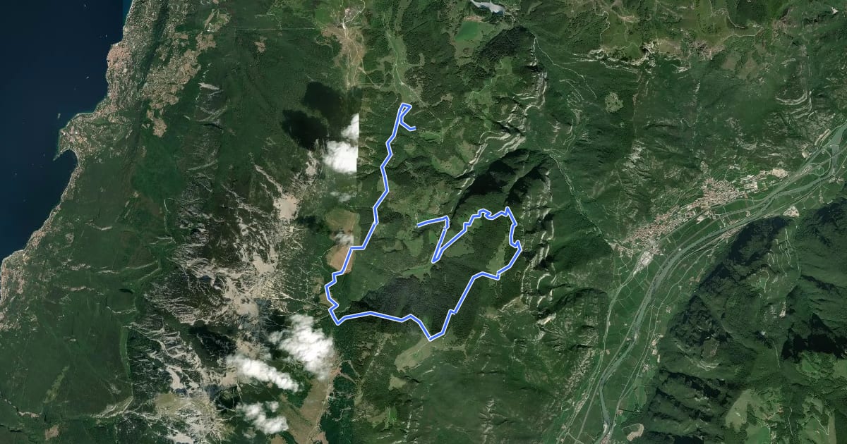 Маршрут Giro delle Malghe на спутниковом снимке
