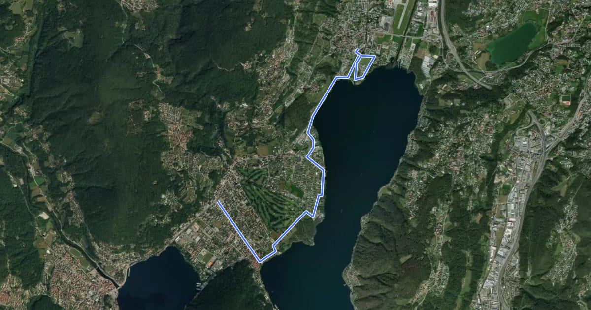 Маршрут Giro lungolago Agno–Caslano на спутниковом снимке