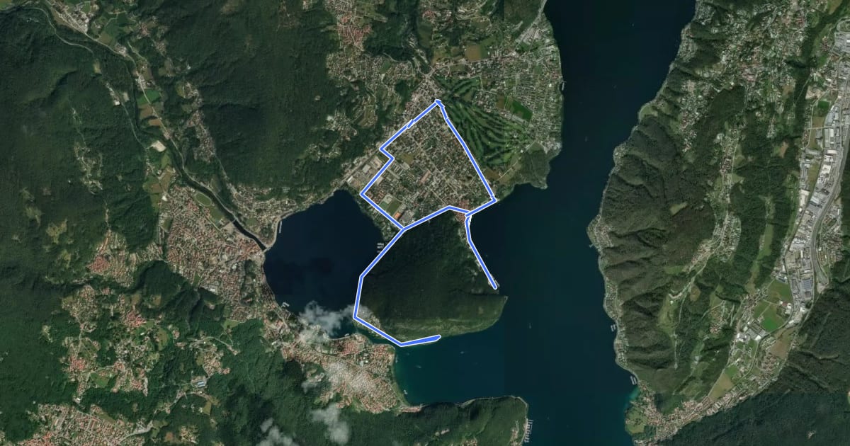 Маршрут Giro lungolago atorno al monte Caslano на спутниковом снимке