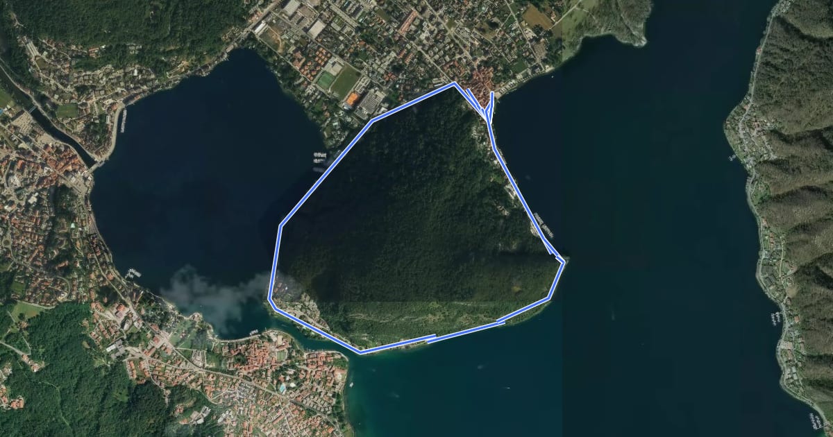 Маршрут Giro/Tour Monte Caslano на спутниковом снимке
