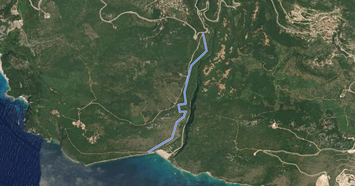 Маршрут Gjipe Canyon Path на спутниковом снимке
