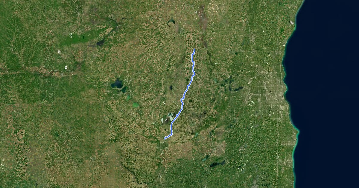 Маршрут Glacial River Trail на спутниковом снимке