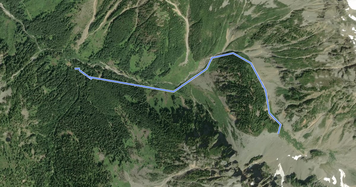 Маршрут Glacier Basin Trail на спутниковом снимке