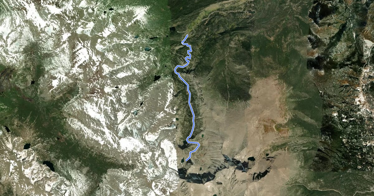 Маршрут Glacier Gorge Trail на спутниковом снимке