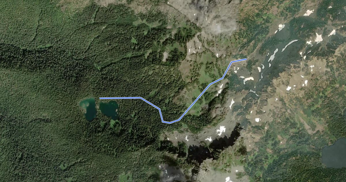 Маршрут Gladys Divide Primitive Trail на спутниковом снимке