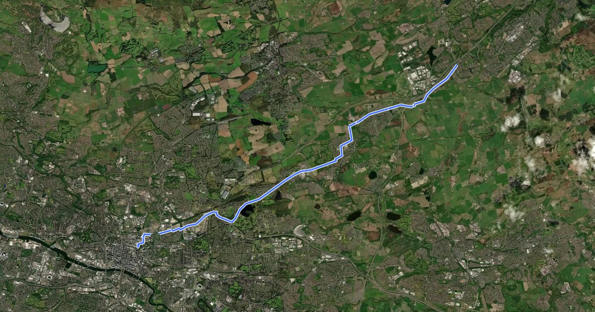 Маршрут Glasgow to Cumbernauld Cycle Route на спутниковом снимке