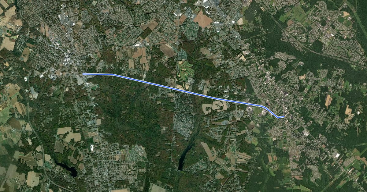Маршрут Glassboro to Williamstown Bikeway на спутниковом снимке