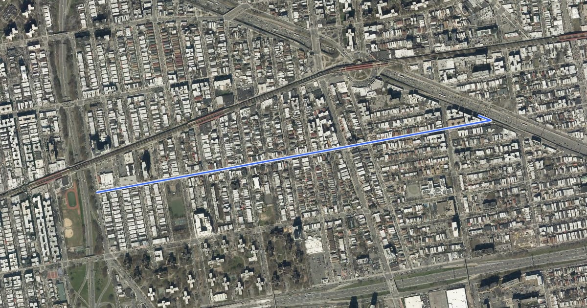 Маршрут Gleason Avenue на спутниковом снимке