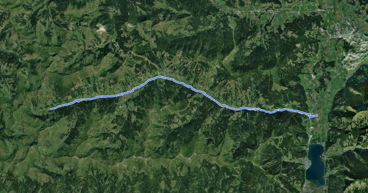 Маршрут Glemmtalradweg на спутниковом снимке