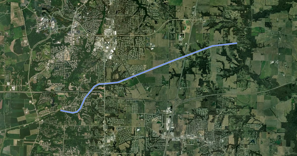 Маршрут Glen Carbon Heritage Trail на спутниковом снимке