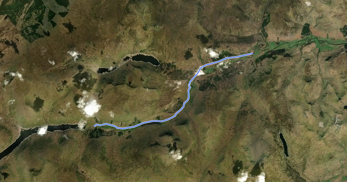 Маршрут Glen Lyon Road на спутниковом снимке