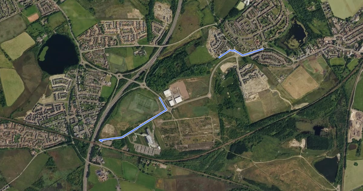 Маршрут Glenboig to Gartcosh cycle route на спутниковом снимке