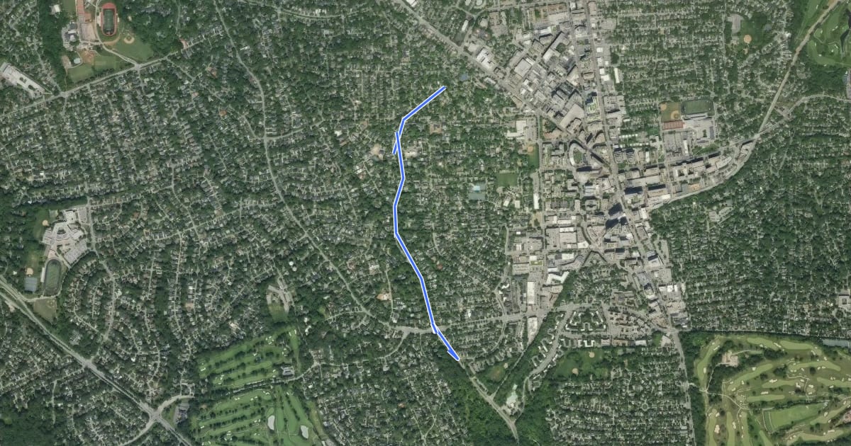 Маршрут Glenbrook Road на спутниковом снимке