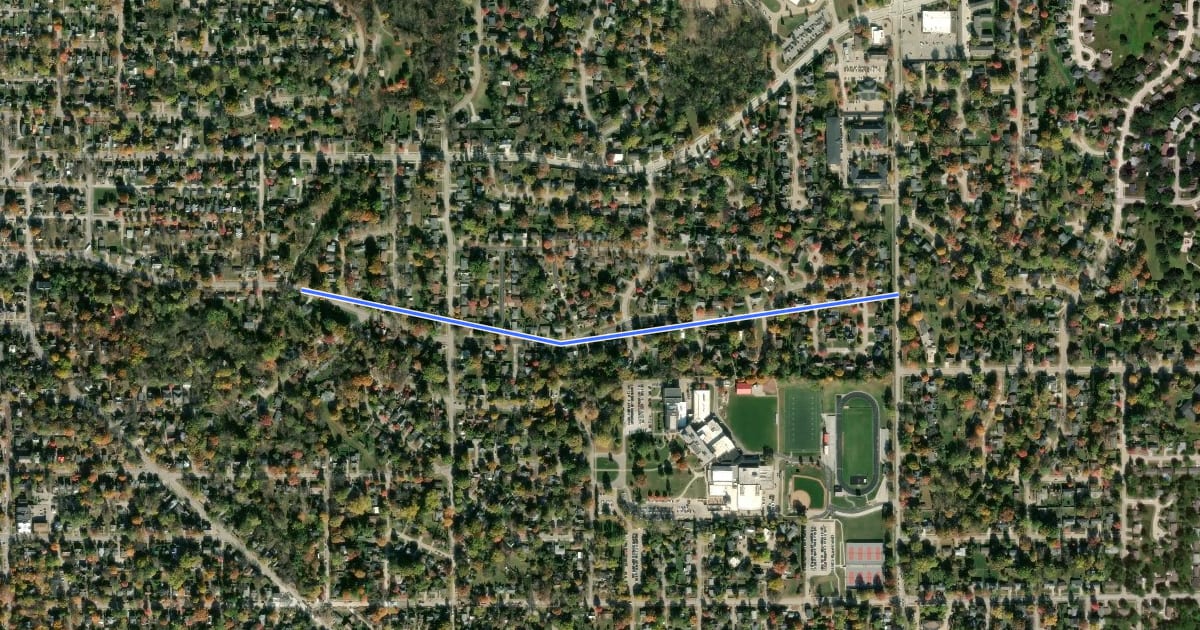 Маршрут Glendale Road на спутниковом снимке