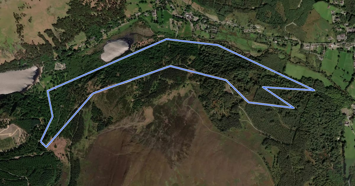 Маршрут Glendalough Orange Route на спутниковом снимке