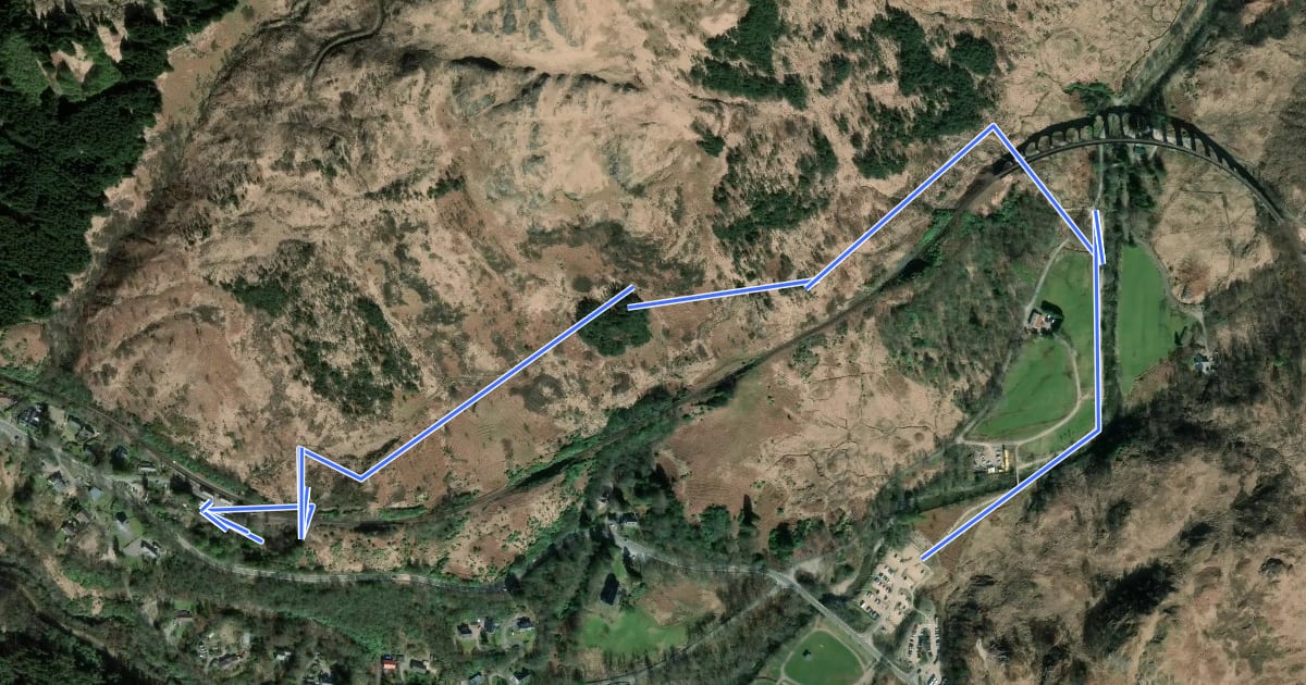 Маршрут Glenfinnan Viaduct Trail на спутниковом снимке