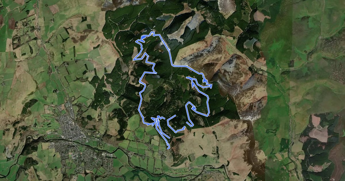 Маршрут Glentress Black Route на спутниковом снимке