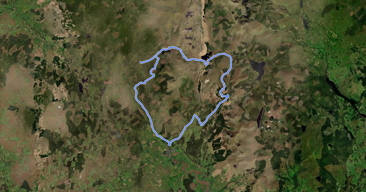 Маршрут Glentrool Big Country Ride Cycle Route на спутниковом снимке