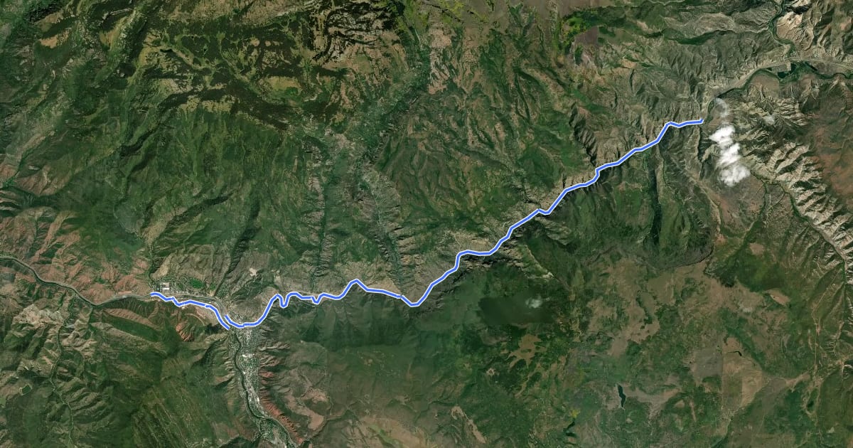 Маршрут Glenwood Canyon на спутниковом снимке
