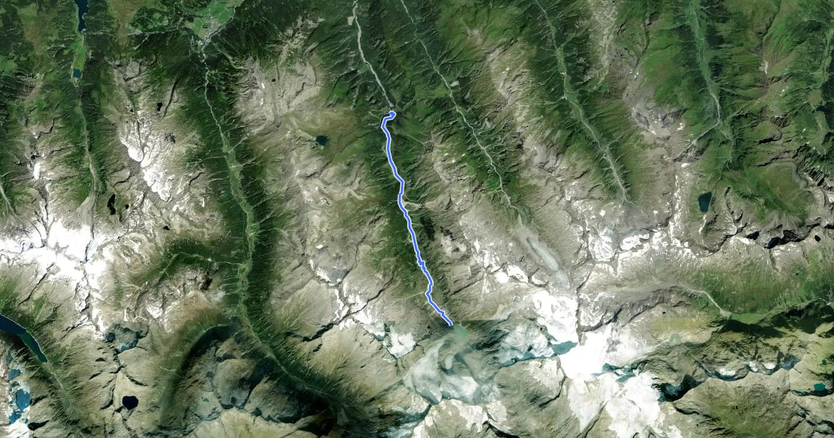Маршрут Gletscherlehrweg Obersulzbachtal на спутниковом снимке
