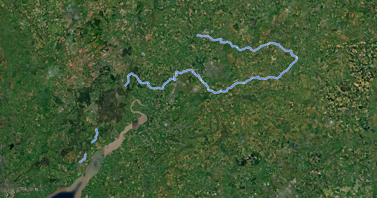 Маршрут Gloucestershire Way на спутниковом снимке