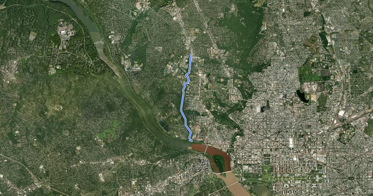 Маршрут Glover-Archbold Trail на спутниковом снимке