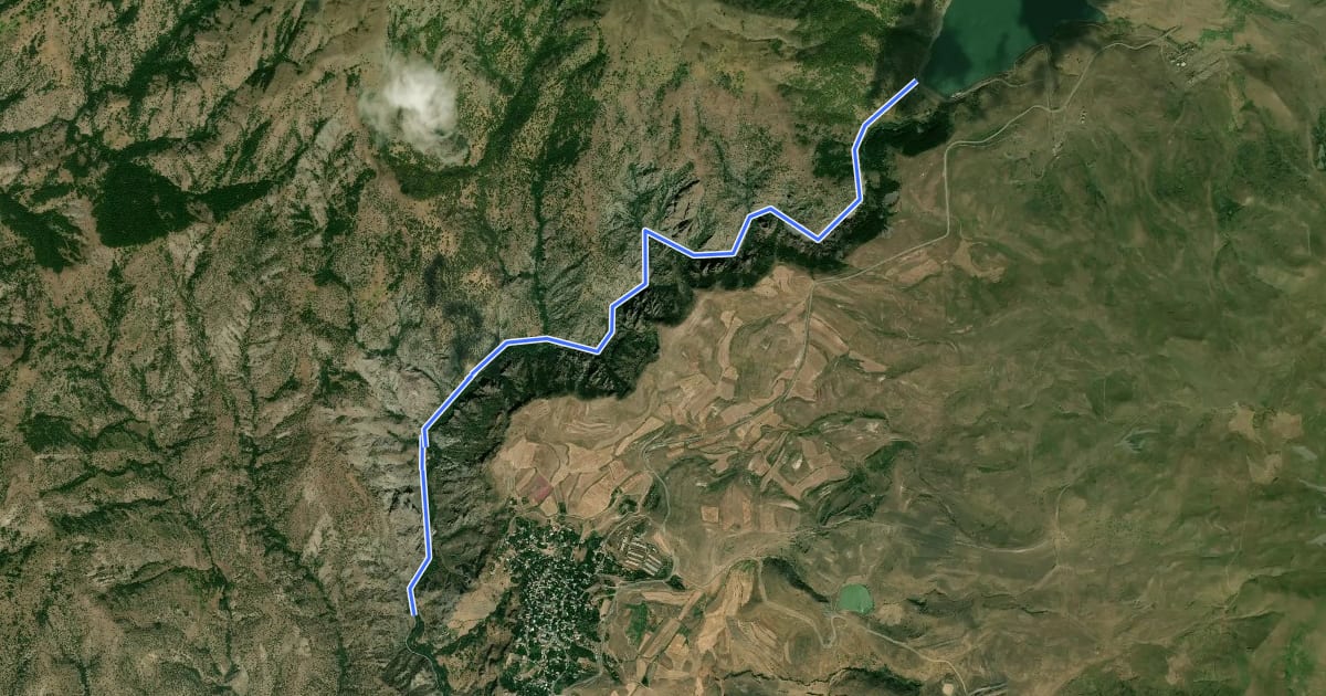 Маршрут Gndevank – Kechut Reservoir на спутниковом снимке