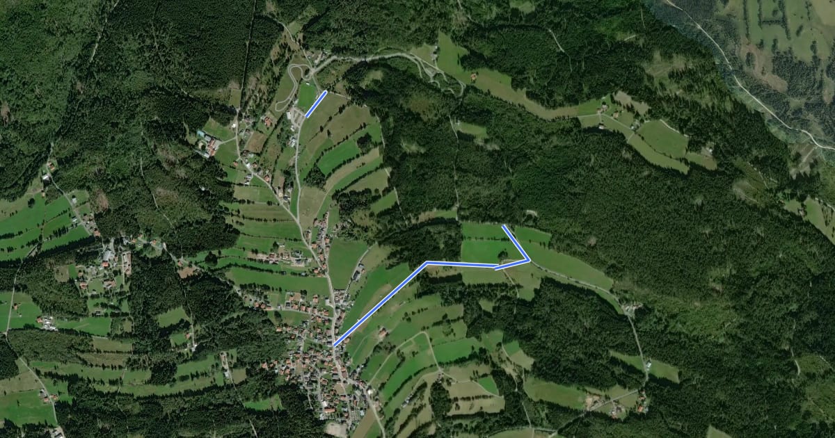 Маршрут Gockel (Rundweg-Finsterau-Jugendferiendorf) на спутниковом снимке