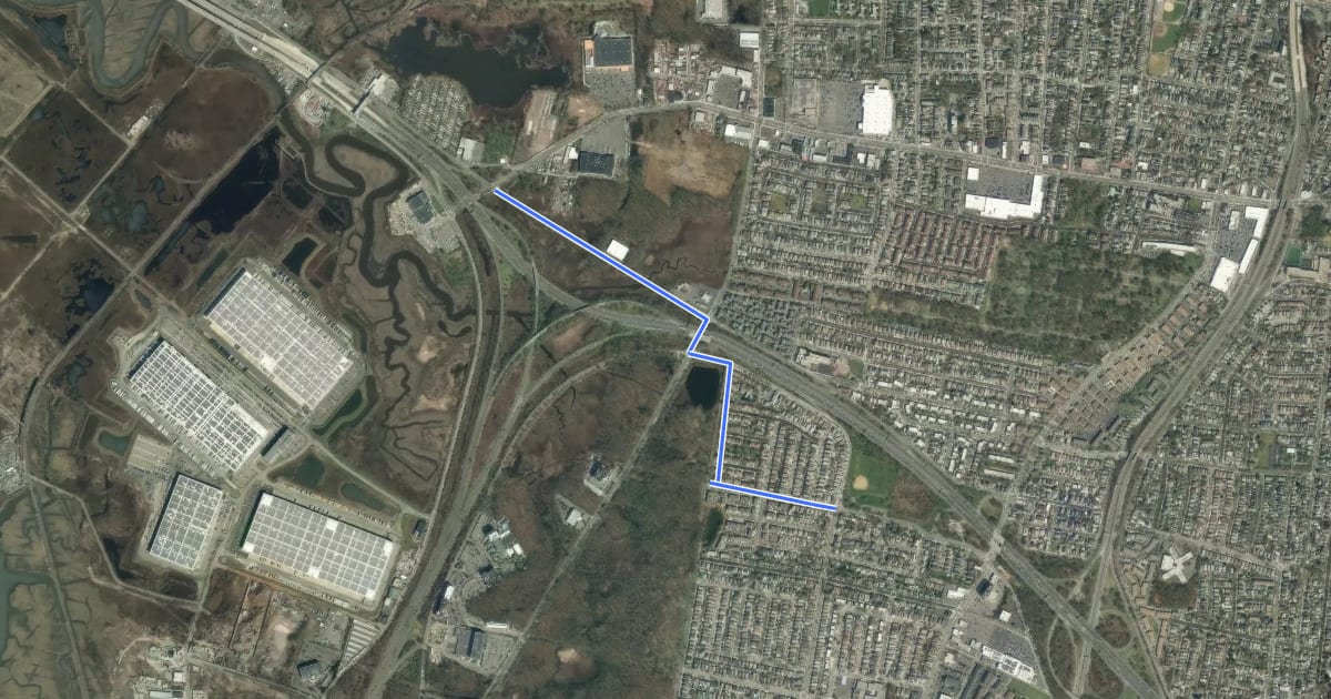 Маршрут Goethals Bridge Connections — Phase 2 на спутниковом снимке